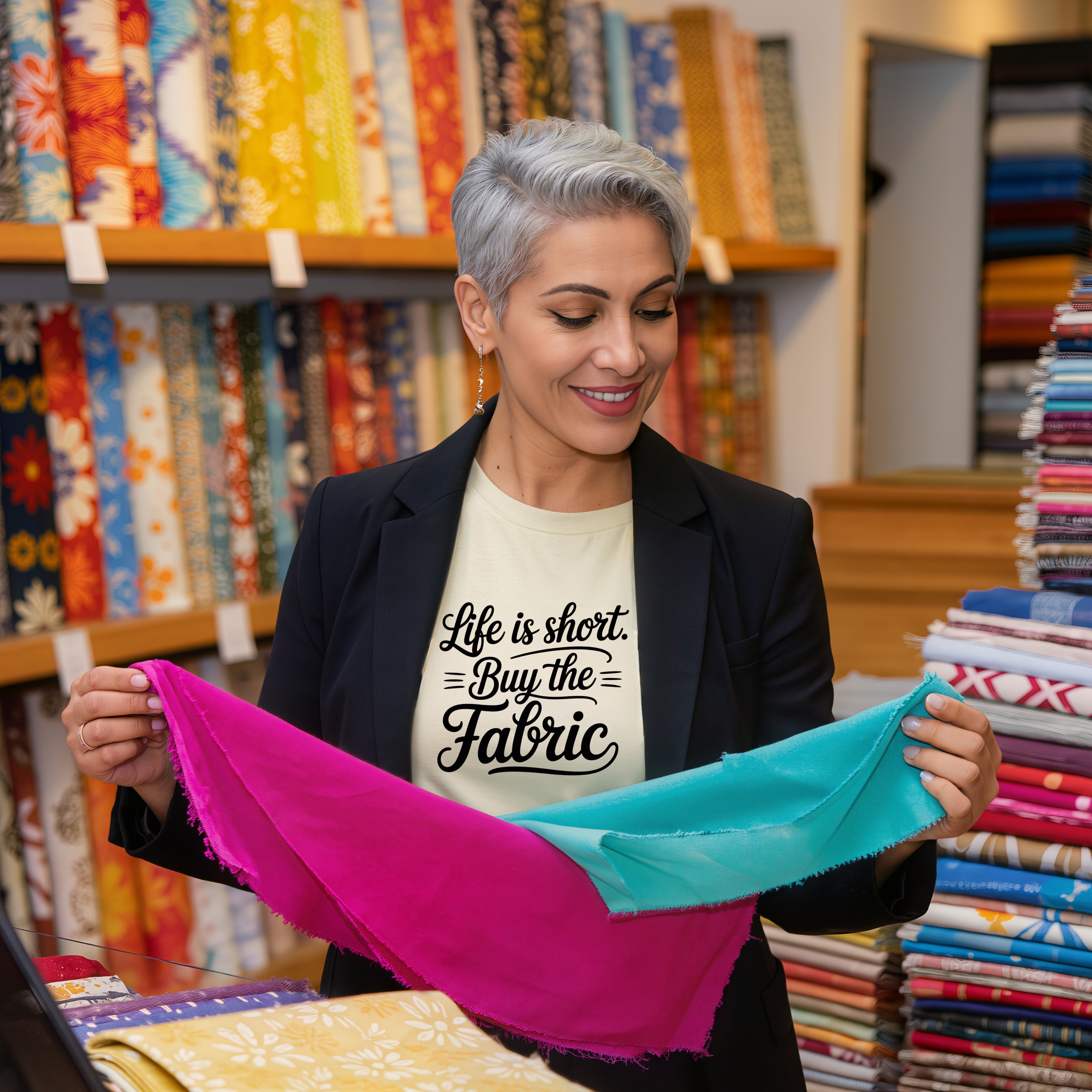 Life Is Short Buy the Fabric PNG, Sewing Quote Design, Quilter Printable, Cricut Clipart, Sewing Room Wall Art, Seamstress Humor PNG File