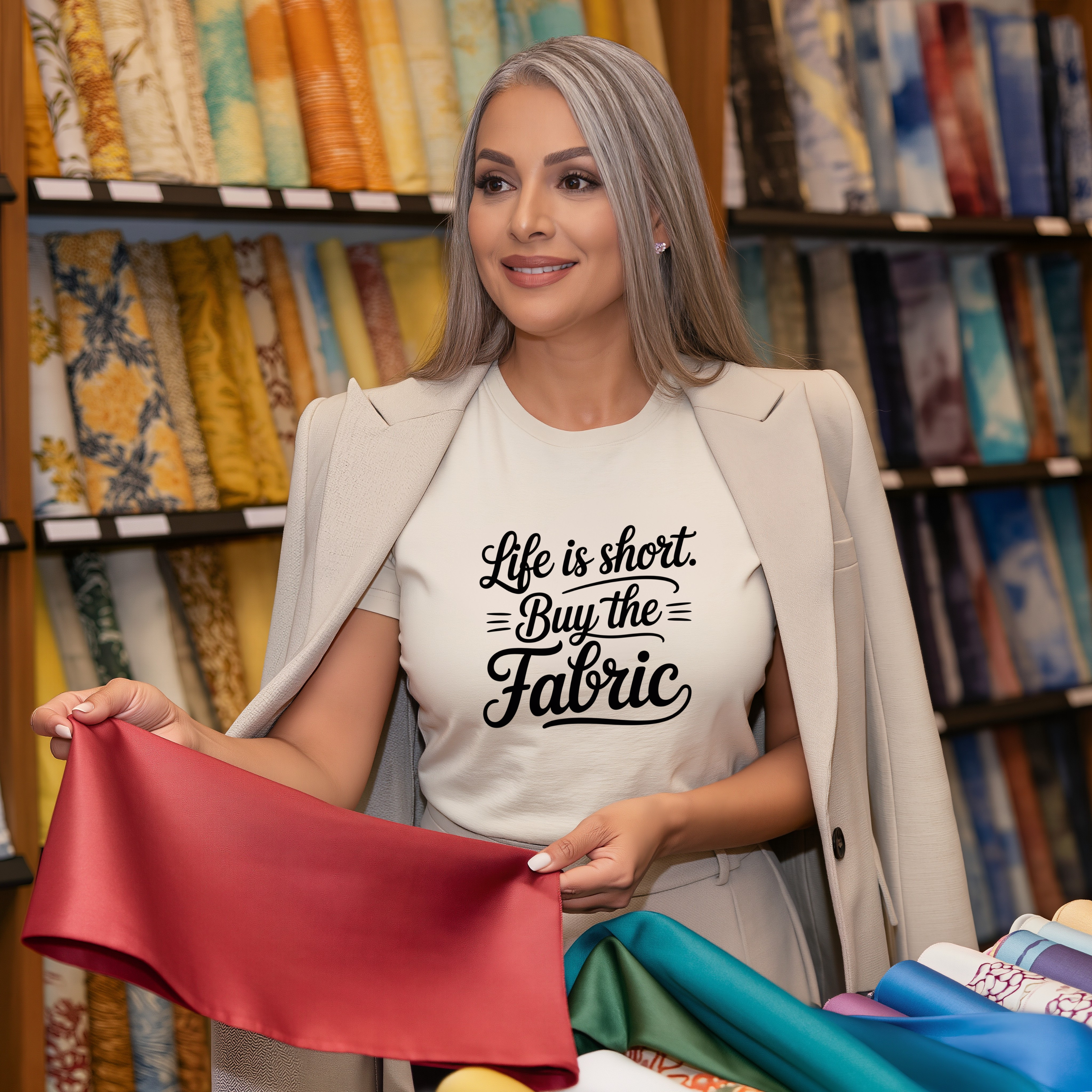 Life Is Short Buy the Fabric PNG, Sewing Quote Design, Quilter Printable, Cricut Clipart, Sewing Room Wall Art, Seamstress Humor PNG File