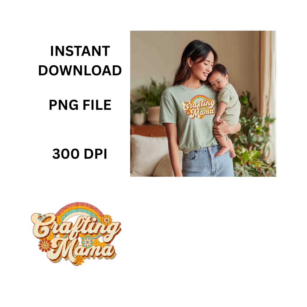 Crafting Mama PNG, Retro Crafting Design, Vintage Craft Quote Printable