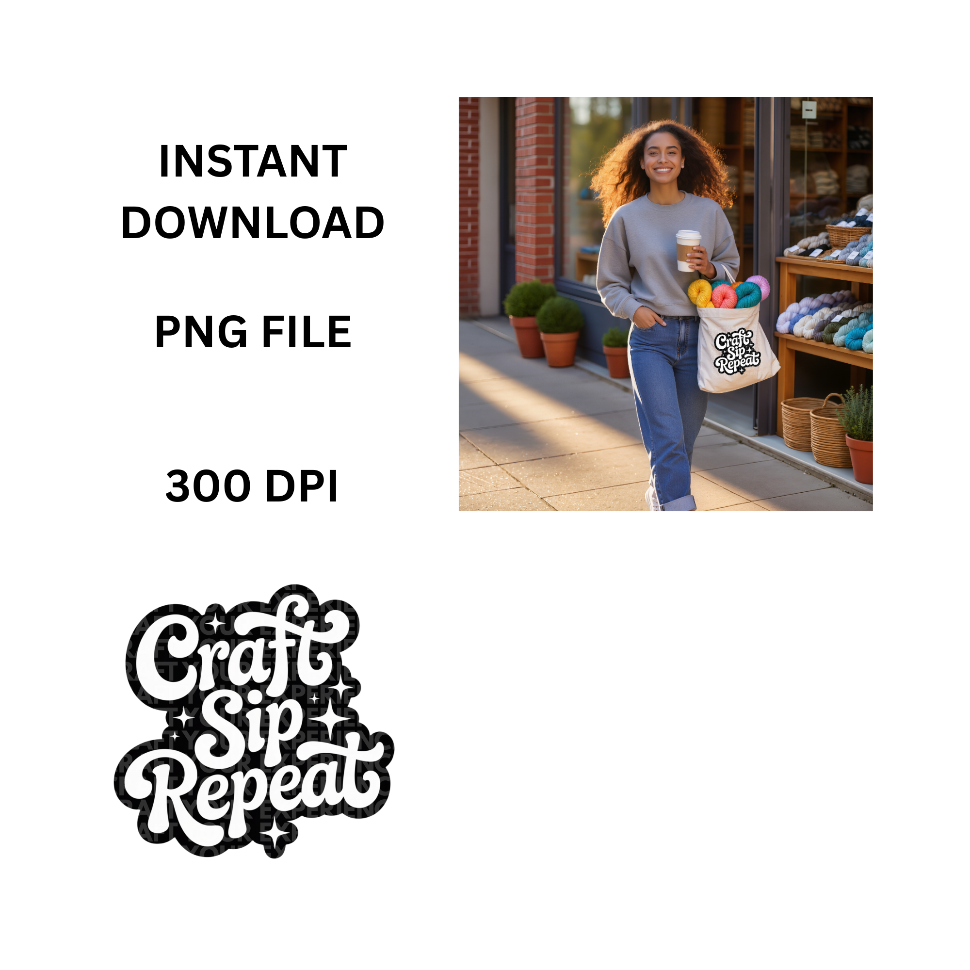 Craft Sip Repeat PNG, Crafting Quote Digital File, Funny Maker Design