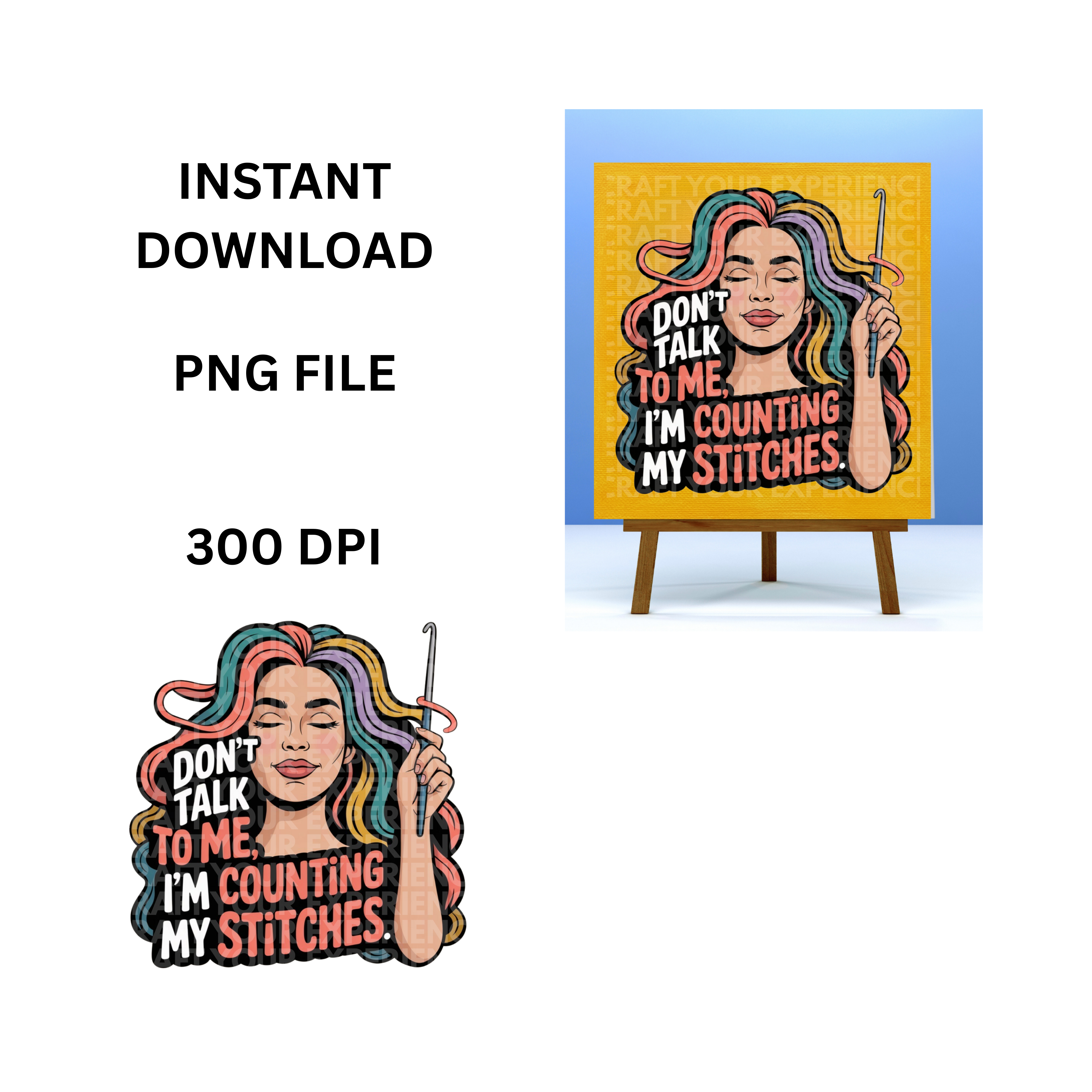 Crochet Stitches PNG, Don’t Talk To Me I’m Counting My Stitches, Crochet Lady Clipart