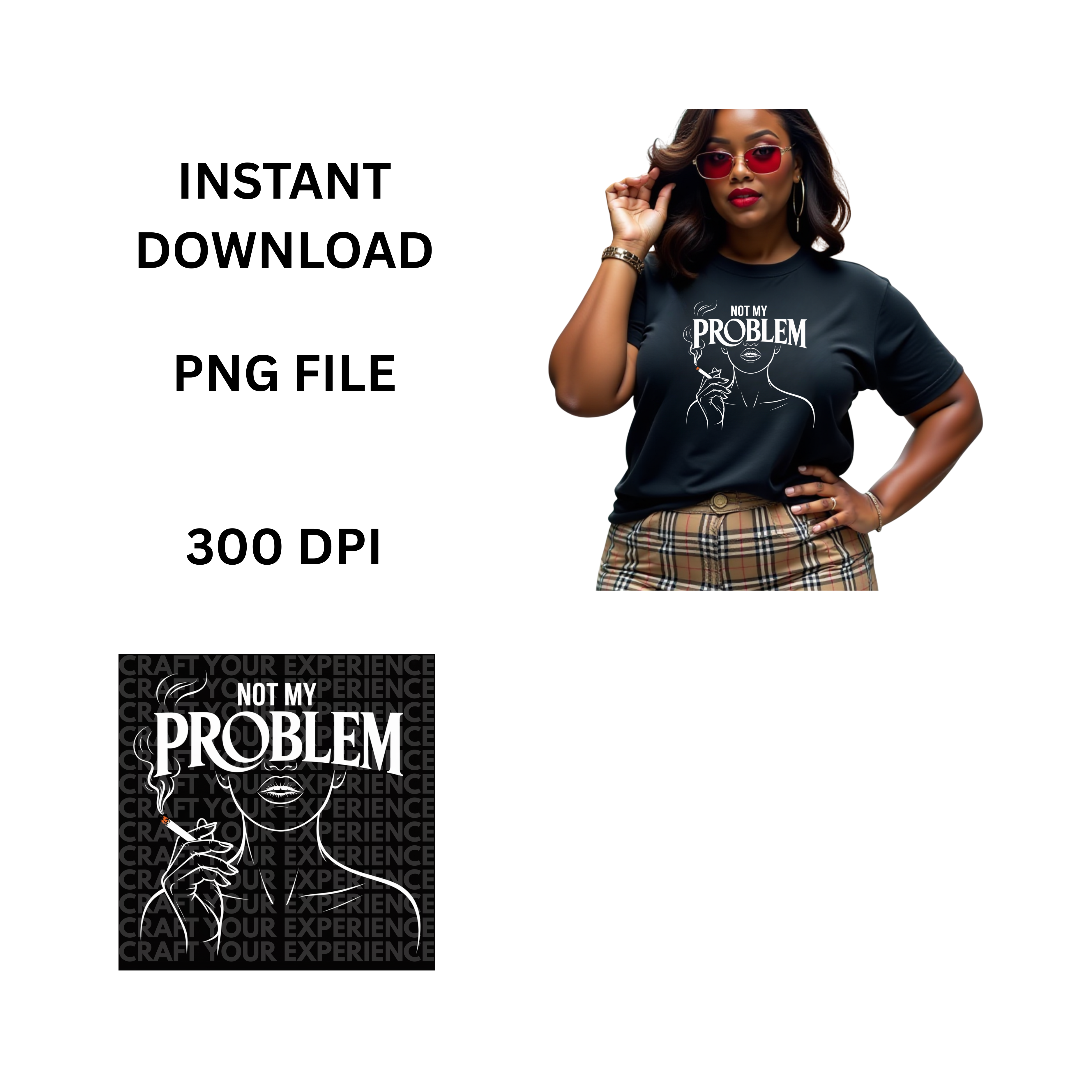 Not My Problem PNG, Attitude Line Art Woman, Sassy Quote Design, Modern Aesthetic Clipart