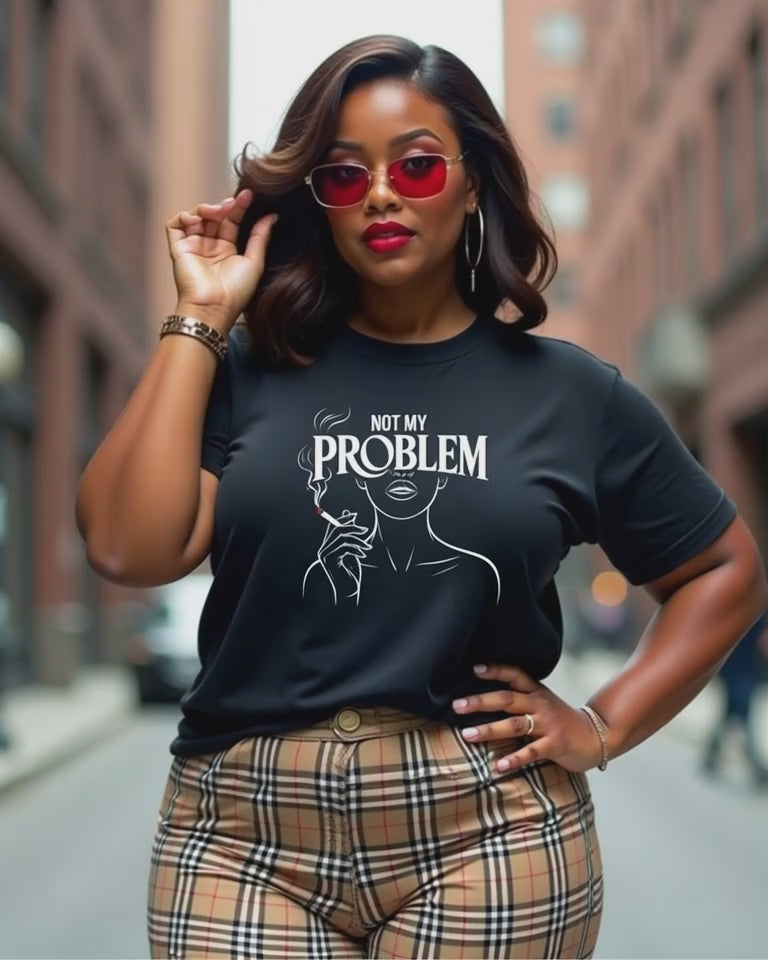 Not My Problem PNG, Attitude Line Art Woman, Sassy Quote Design, Modern Aesthetic Clipart